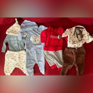 Baby Clothing Set with Bear Hoodie and Red Onesie